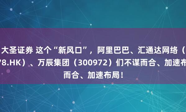 大圣证券 这个“新风口”，阿里巴巴、汇通达网络（9878.HK）、万辰集团（300972）们不谋而合、加速布局！